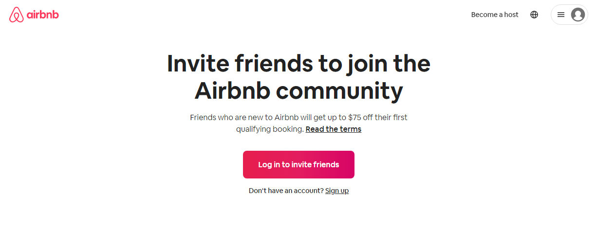 Airbnb referral program example - decorative screenshot