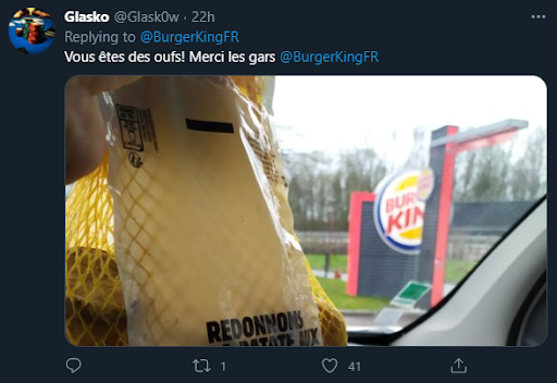 Burger King France Potato giveaway - image from customer