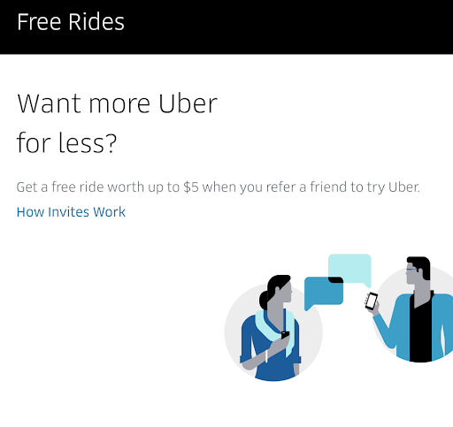 Uber free rides - Referral program example 