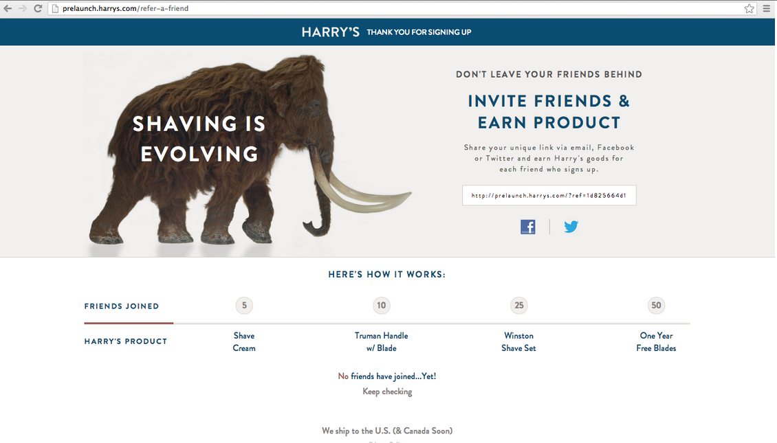 Harry's pre-launch referral program - Image