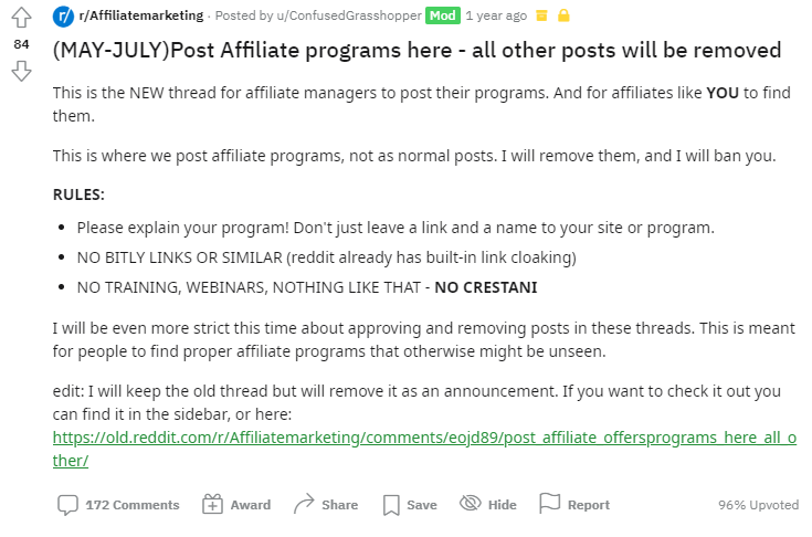 How to find affililates in reddit community