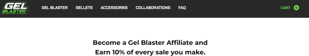 Screenshote: Gelblaster affiliate program commission rate