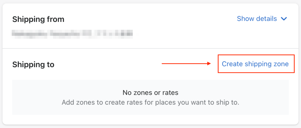 Screenshot from Shopify admin: Location-based shipping rules