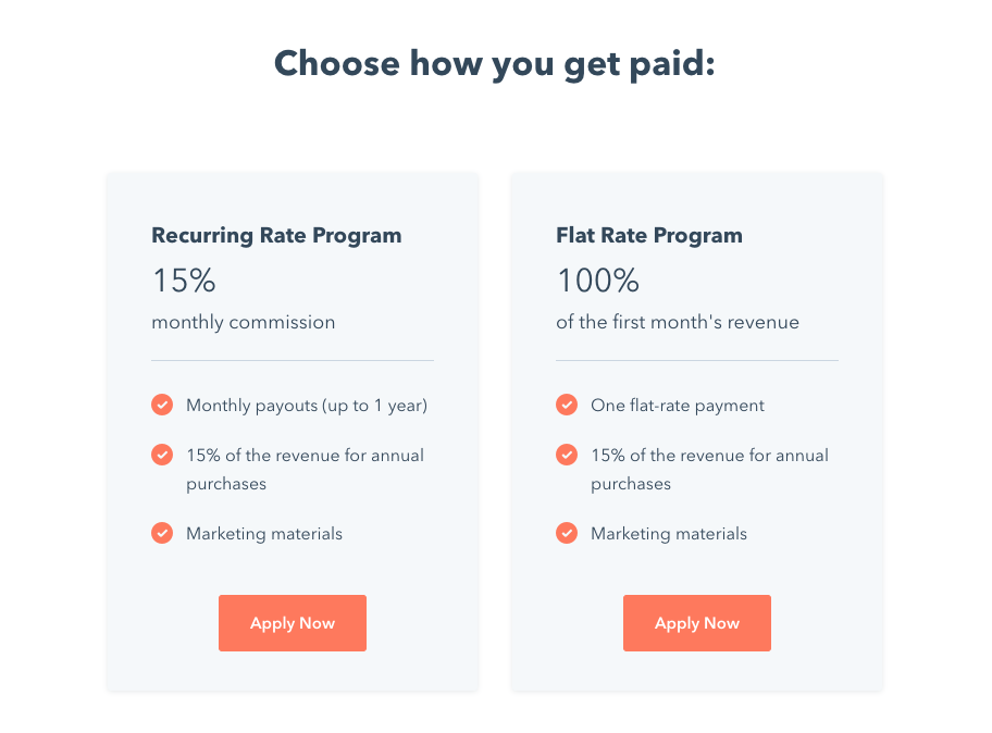 Hubspot affiliate commission rate versions