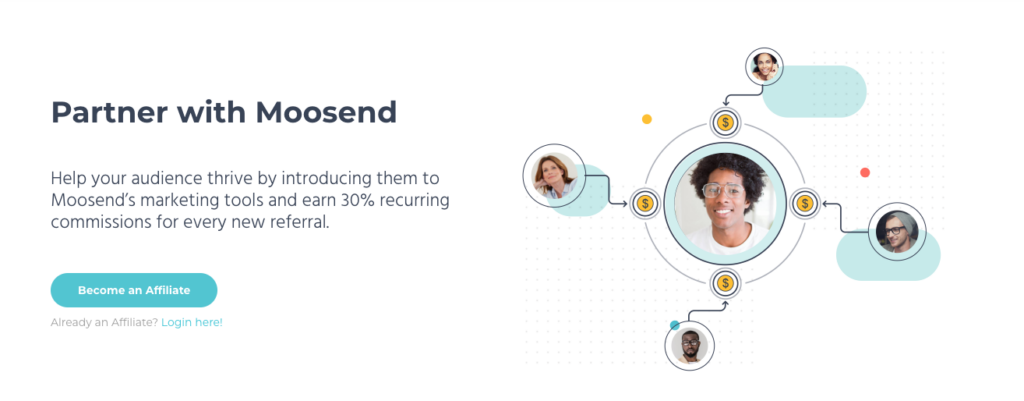 Partner with Moosend landing page